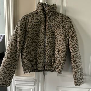 New without tag. Denim animal print bomber style jacket. XS
